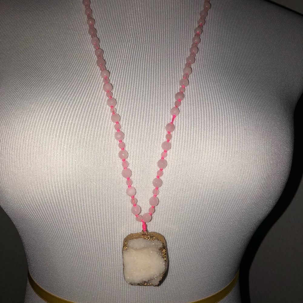Fun Neon pink and stone necklace!